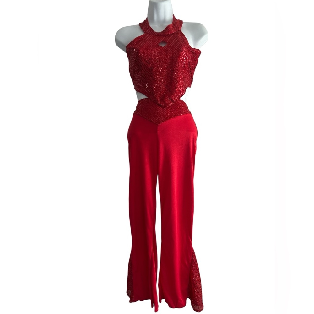 Child’s Elegant Red Bell Bottom Dance Costume